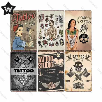 Tatoo Prijavite Kovinsko Ploščo Tinplate Letnik Stenske Nalepke Kovinske Prijavite Shop Tattoo Tin Prijavite Kovinski Plakat za Človeka Jama Klub Kovinski Dekor