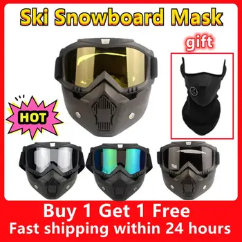 Unisex Smučarska Snowboard Masko motorne sani Smučanje Buljiti Windproof Motokros Kolesarjenje Stekla, Varnostna Očala s Usta Smučarska Oprema