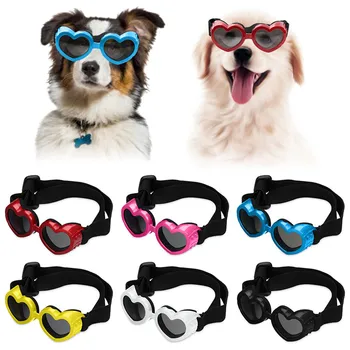 V obliki srca Majhen Pes sončna Očala Nepremočljiva UV Zaščito Pes, Mačka sončna Očala z Nastavljivim Traku zaščitna Očala, Izdelki za Hišne živali