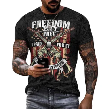 Vojska Zastavo Vojak AMERIŠKIH Marincev Grafični T Shirt za Moške Oblačila Letnik 3D Grafiti Vojaške Navijači VOJSKE-VETERAN T-shirt Tee Vrhovi