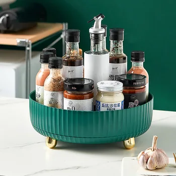 Vroče 360 Rotacijski Pladenj, Kuhinjo, Posode za Shranjevanje za Spice Jar Prigrizek Hrane Pladenj Kopalnica Škatla za Shranjevanje Ne Zdrsne Kozmetika Organizator