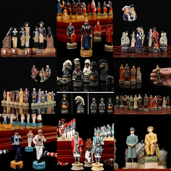 Zabavno Puzzle Šah Igre s Temi Exquisitely Zasnovan Znak-tematskih Šahovske Figure Igra Krovu Šah Nastavite Luksuznih