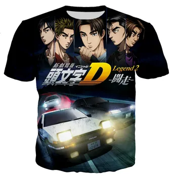 Začetni D 3D Natisnjeni T-majice, Moške/ženske Majica Fashion Kul Priljubljen Japonski Anime Tshirt Priložnostne Oversize Vrhovi