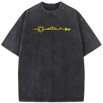 Zlato Gorah Moške Kratke Oplaščeni T-shirt 230 g Moda Priložnostne Oprati T-Shirt Letnik Poletni Bombaža, Beljeni Tshirt
